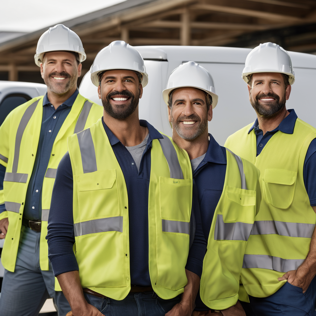 Professional roofing team members