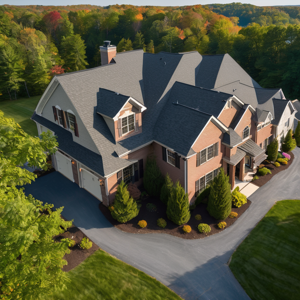 Professional roofing contractors working on residential roof installation
