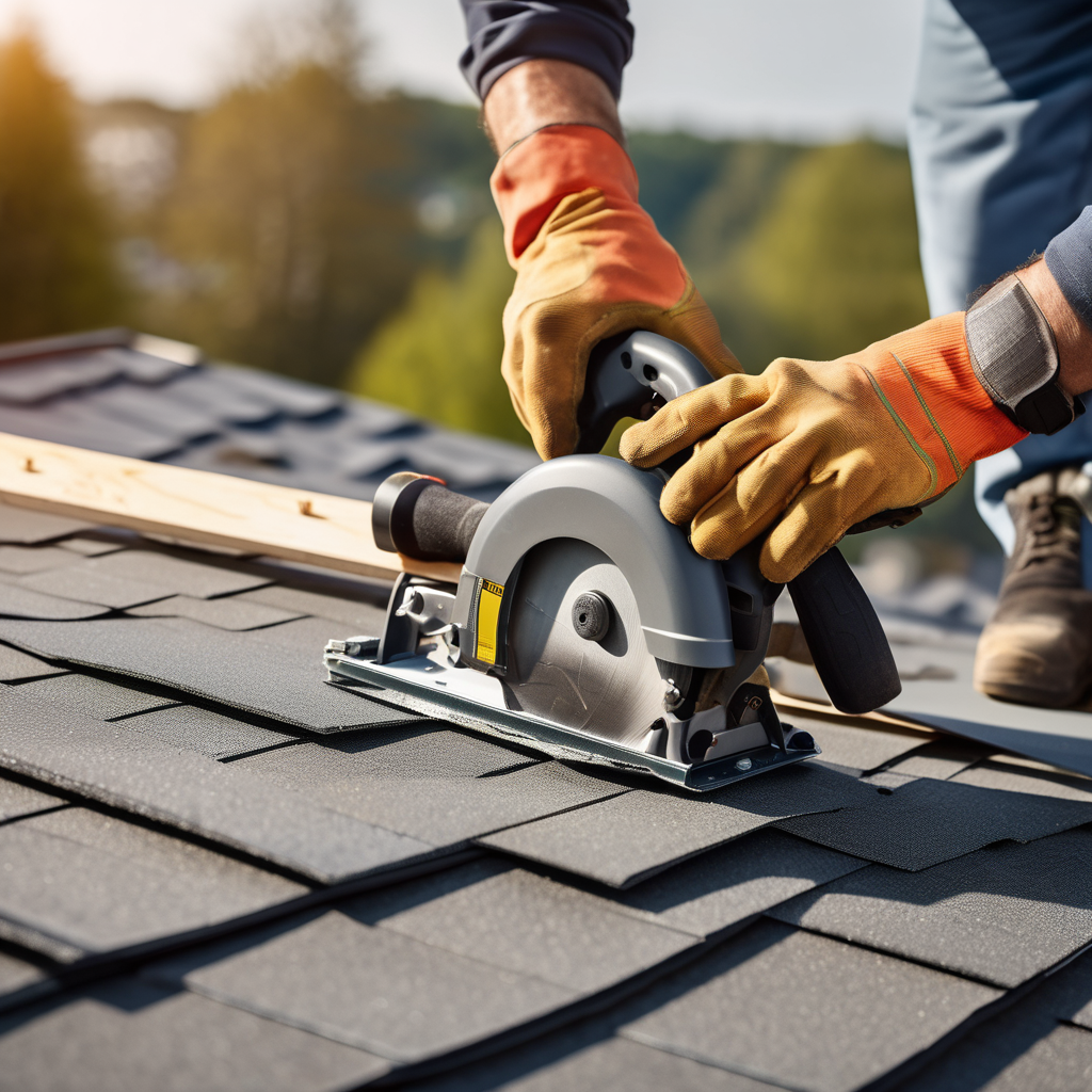 Professional roofer installing architectural shingles